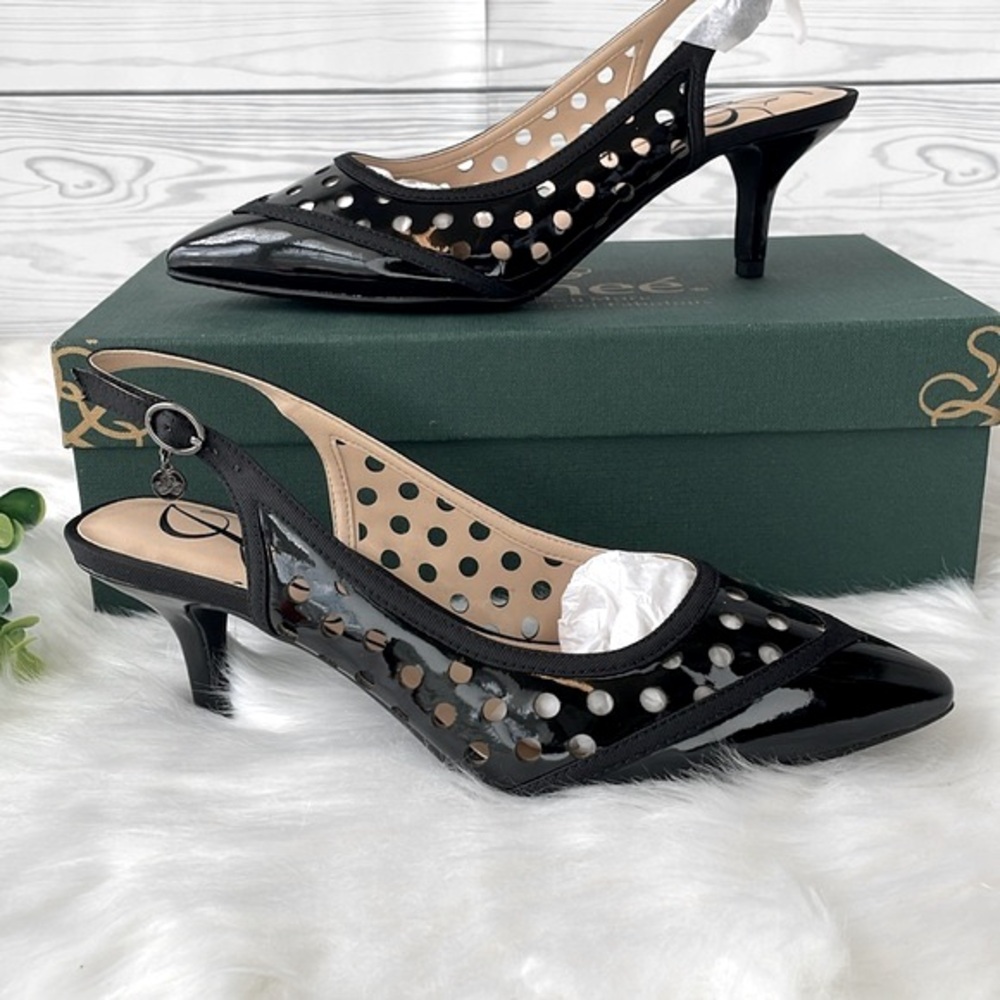 J.Renee “Adalyn” Patent Leather Kitten Heel Sling Backs - Picture 3 of 13